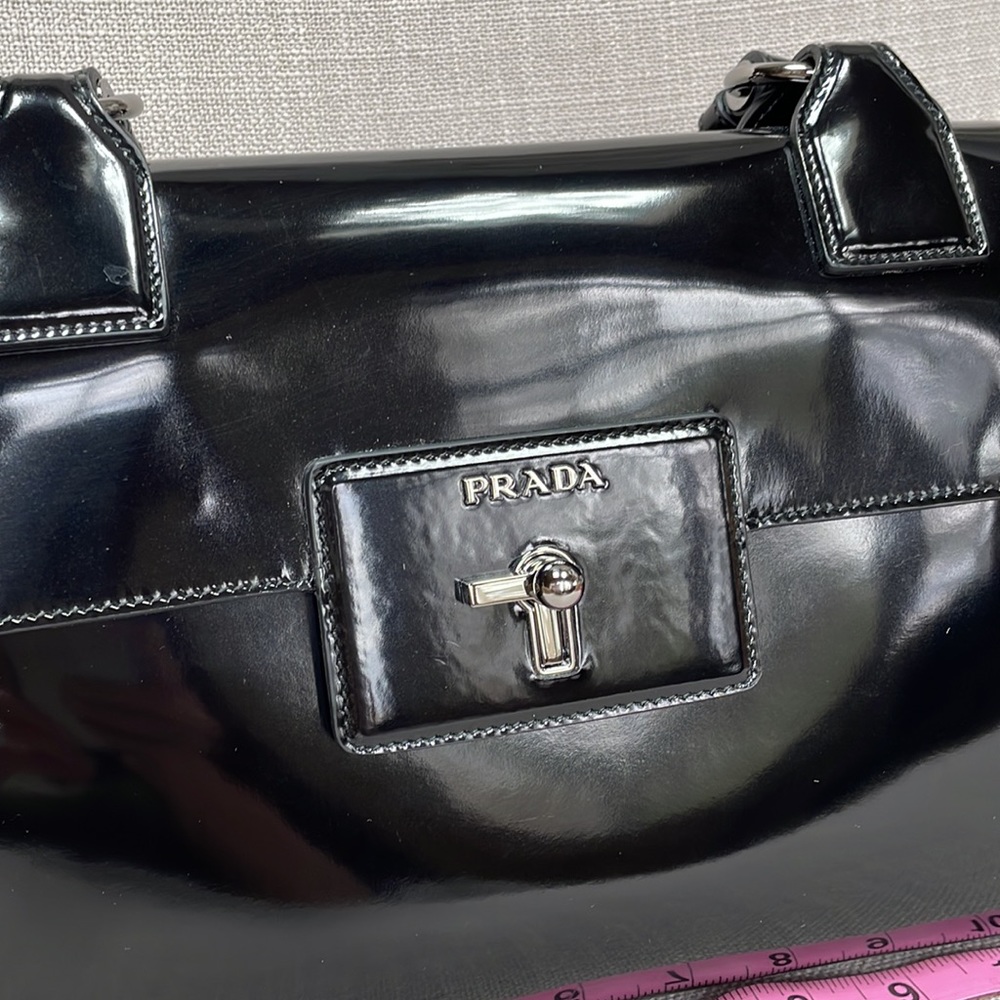 Prada Black Patent Leather Top-Handle Bag - Picture 5 of 11